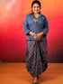 Jaipuri Blue Drape Skirt Set For Women
